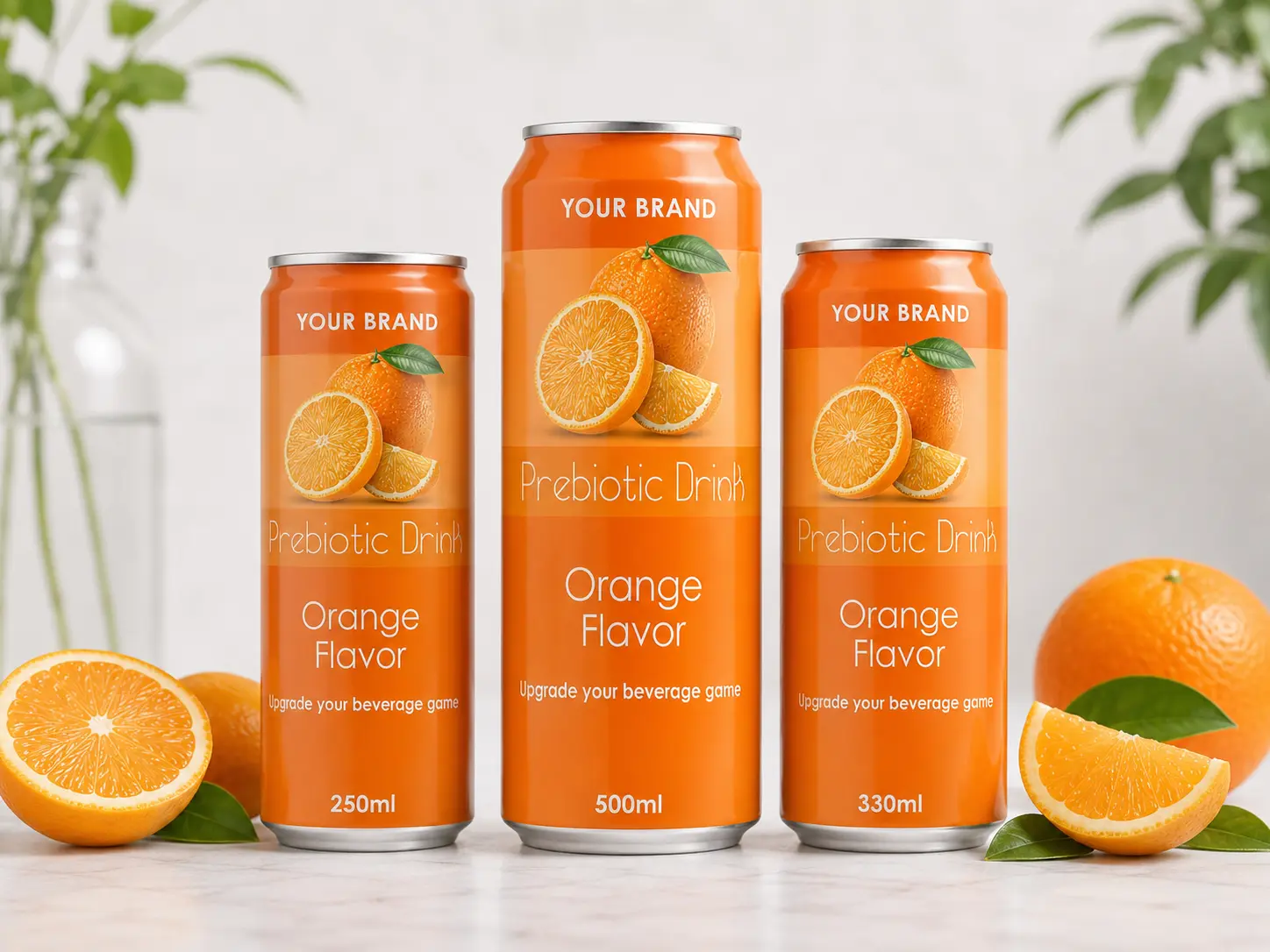 PREBIOTIC DRINK Orange Flavor 250ml, 330ml and 500ml cans